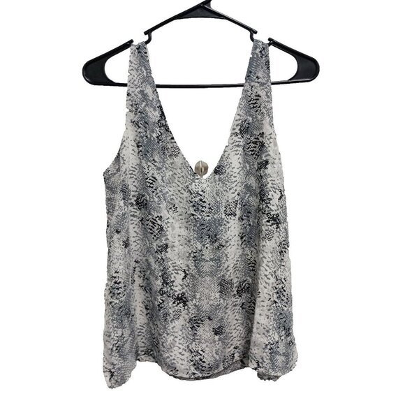 Everive Allison Joy Womens Blouse Small Gray White Animal Print Sleeveless Top - Picture 1 of 7